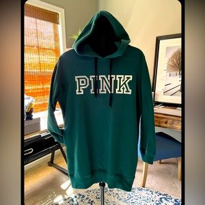 PINK Long Hooded Sweatshirt size XS Green NWT